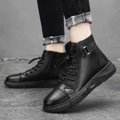 Bottes en cuir noir | Homme, imperméable, usage polyvalent