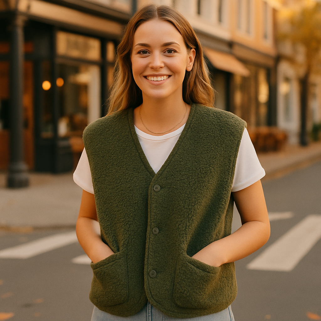 Parisfemme - Gilet en Laine de Mouton - Haute Qualité - Chaud - Durable