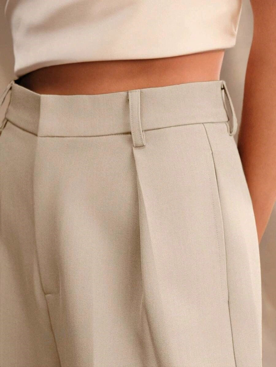 Pantalon Taille Haute Jambes Larges Taillé