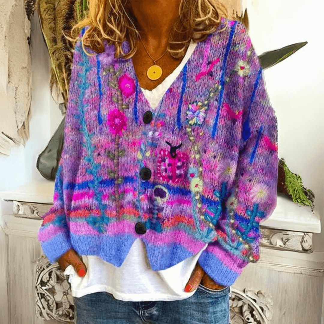 Cardigan femme tricot cachemire doux coupe ample ouverture avant