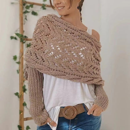 Écharpe femme tricot double manches châle hiver longue 260 cm