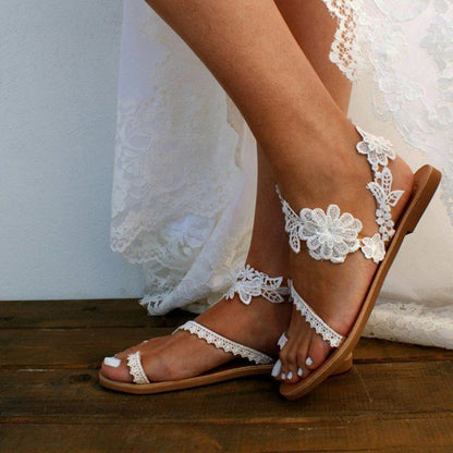 Sandales femme | Appliqués fleurs, lanière cheville | Été
