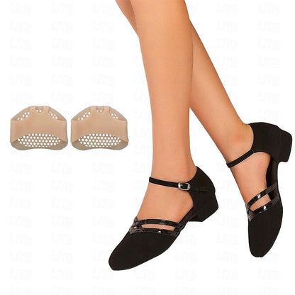 Chaussures de Danse Femme | Noir Suède, Lanière Cheville | Semelle Plate