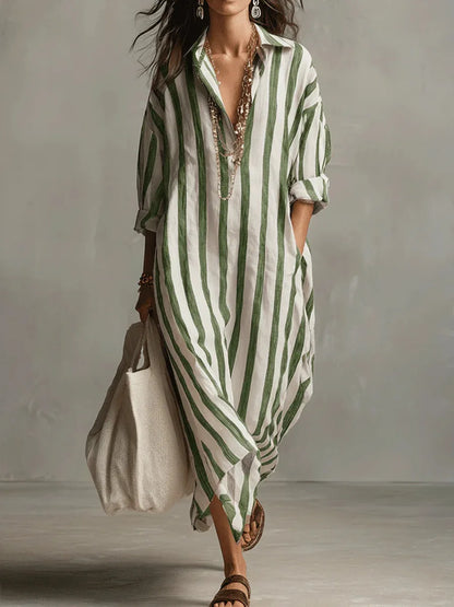 Femmes Robe Midi Rayée Coupe Ample