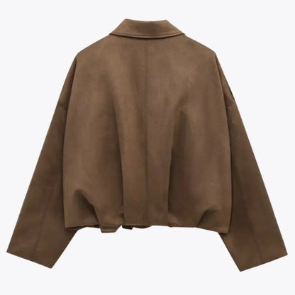Veste en Cuir Daim Femme | Oversized, Doux, Coupe Hanche