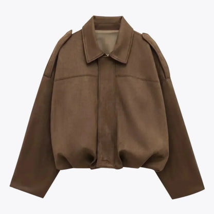 Veste en Cuir Daim Femme | Oversized, Doux, Coupe Hanche