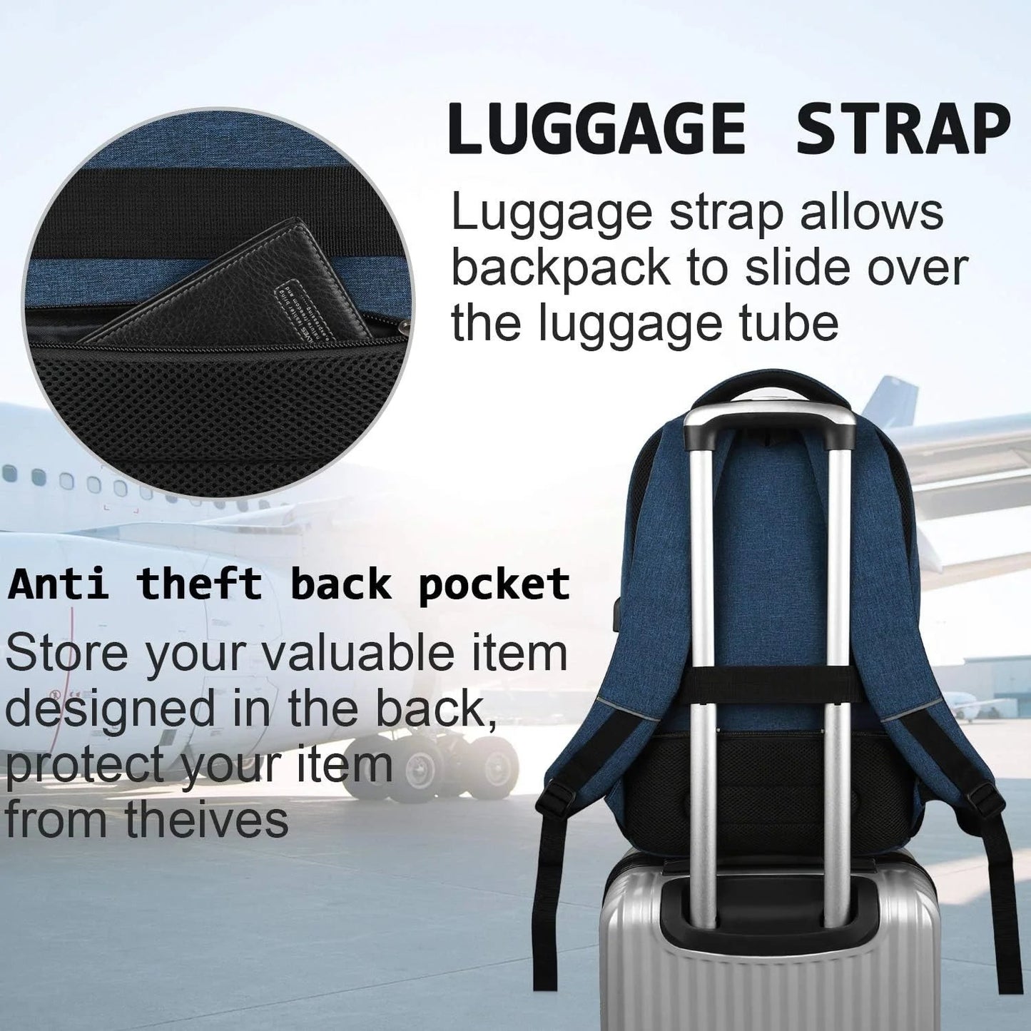 Sac à dos antivol pour ordinateur portable | Port USB | Imperméable