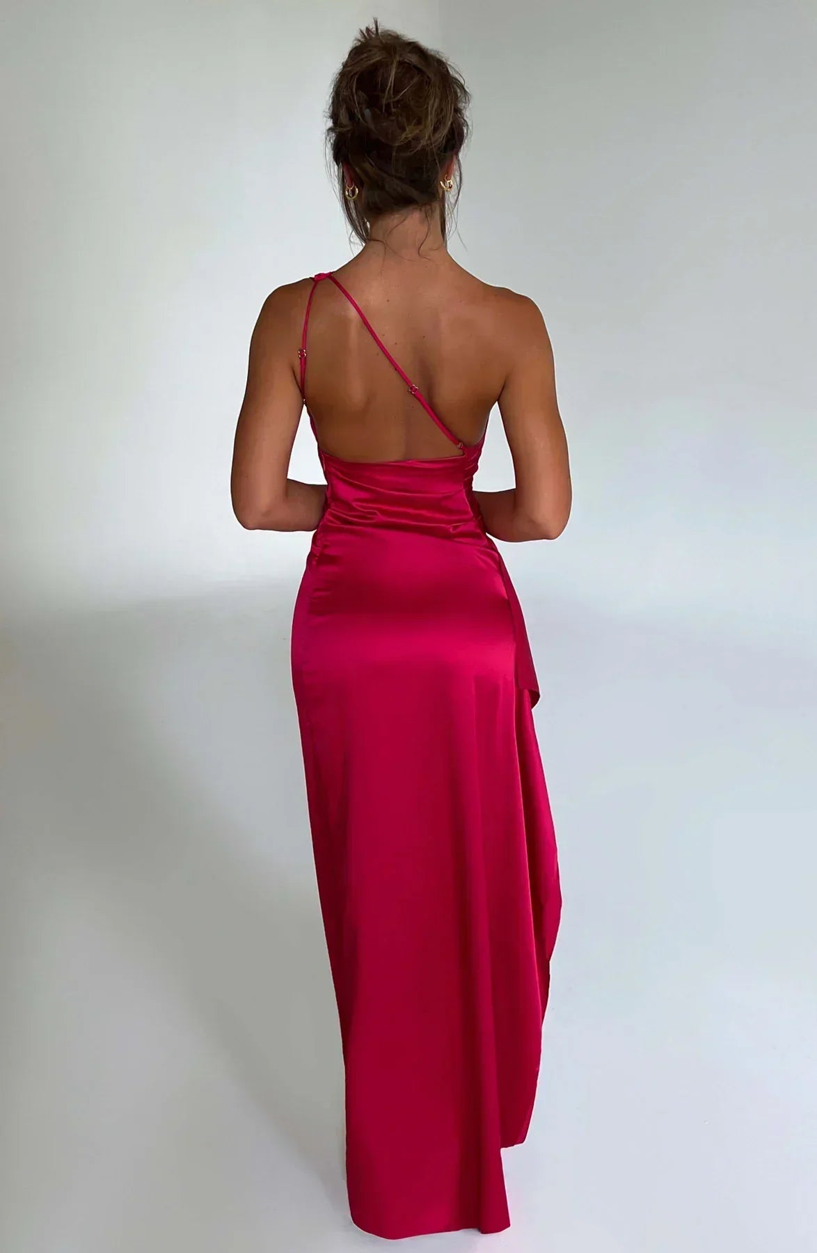 Jaida - Robe soirée satin - Asymétrique - Fente