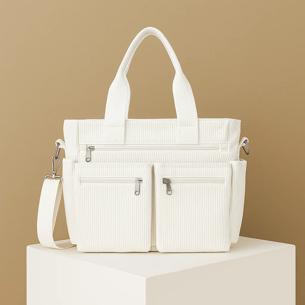 Urban Serenity - Sac cabas en velours côtelé avec poches multiples