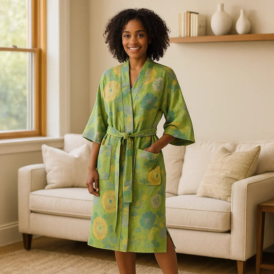 BloomEase – Couverture Élégante en Coton avec un Motif Floral Délicat pour un Moment de Détente dans la Vie