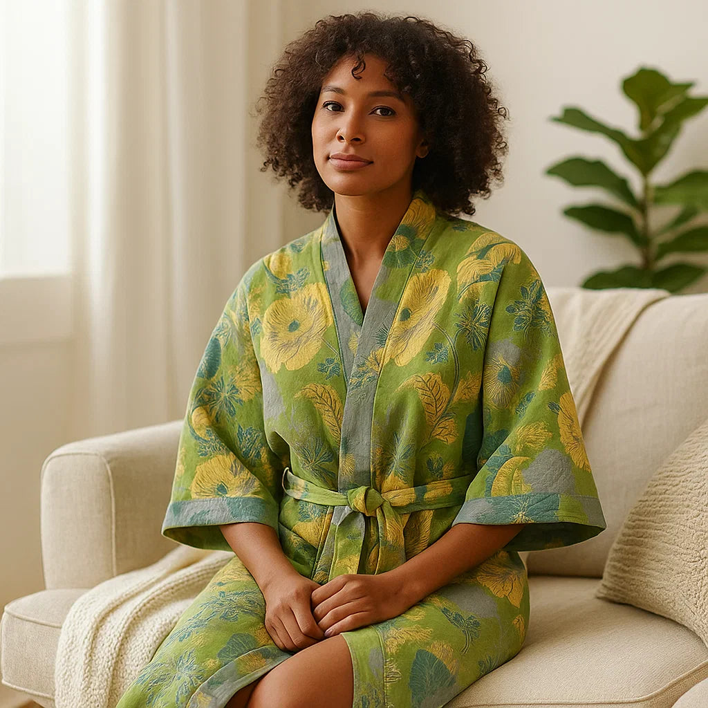 BloomEase – Couverture Élégante en Coton avec un Motif Floral Délicat pour un Moment de Détente dans la Vie