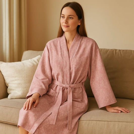 VeluSage – Peignoir en Coton Raffiné avec Détail Jacquard pour un Relax Total