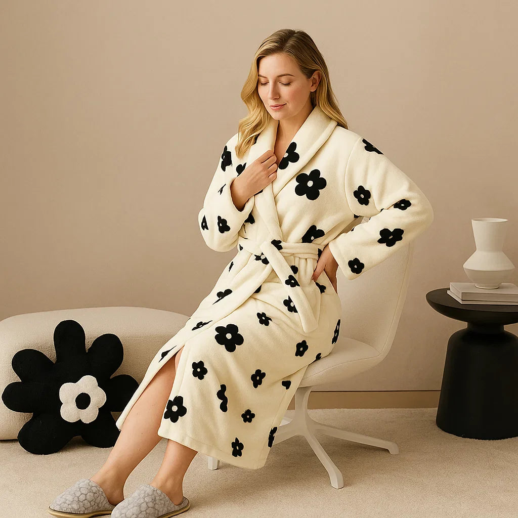 Velvære – Peignoir en Fleece de Luxe avec Détails Élégants en Sherpa pour un Confort Optimal à Domicile