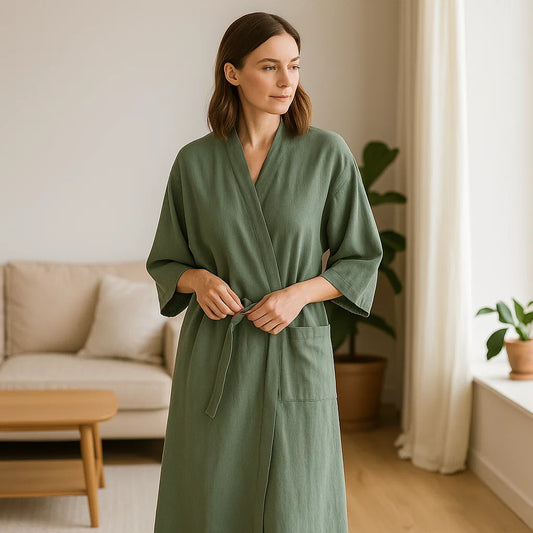 SilvaLoom – Peignoir Kimono Naturel et Élégant avec un Design Boho Intemporel