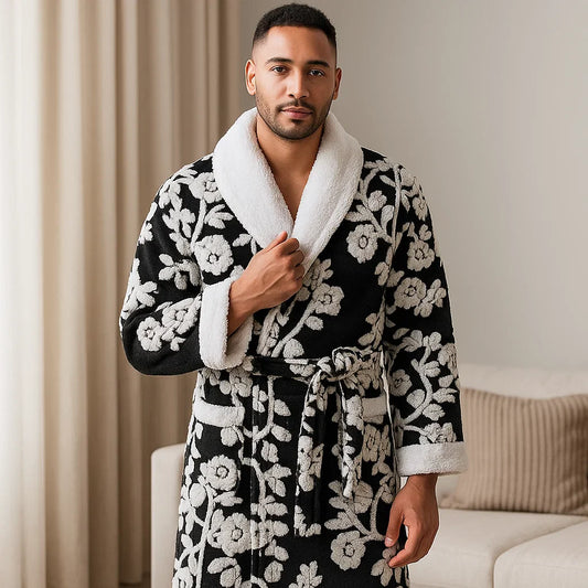 VeluMorn – Peignoir en Jacquard à Double Couche pour un Relâchement Élégant