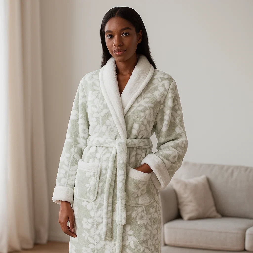 VeluMorn – Peignoir en Jacquard à Double Couche pour un Relâchement Élégant