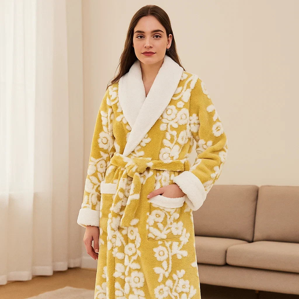 VeluMorn – Peignoir en Jacquard à Double Couche pour un Relâchement Élégant