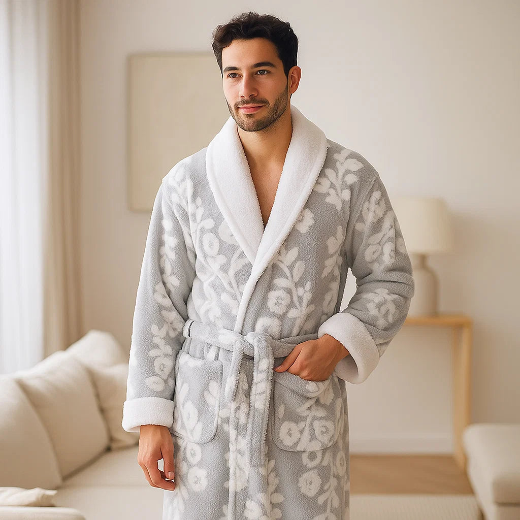 VeluMorn – Peignoir en Jacquard à Double Couche pour un Relâchement Élégant
