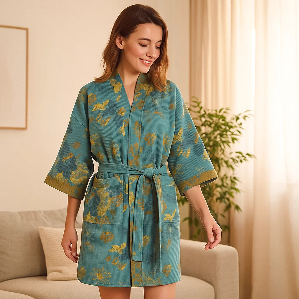 Rosewood Charm – Peignoir en Coton de Luxe avec une Élégance Intemporelle