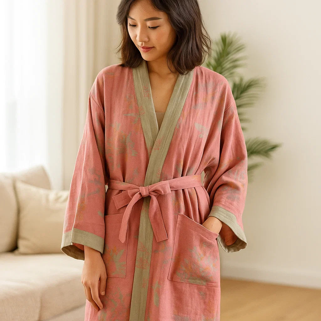 VintageLoom – Peignoir en Coton Respirant à Motif Waffle avec un Charme Rétro Intemporel
