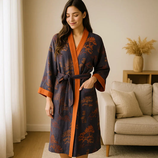 SereneCotton – Couverture Kimono Luxueuse en Coton d'Élégance Intemporelle