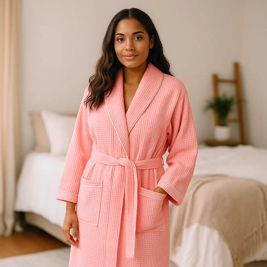 SereniLuxe – Peignoir en Coton Waffle avec Confort Luxueux
