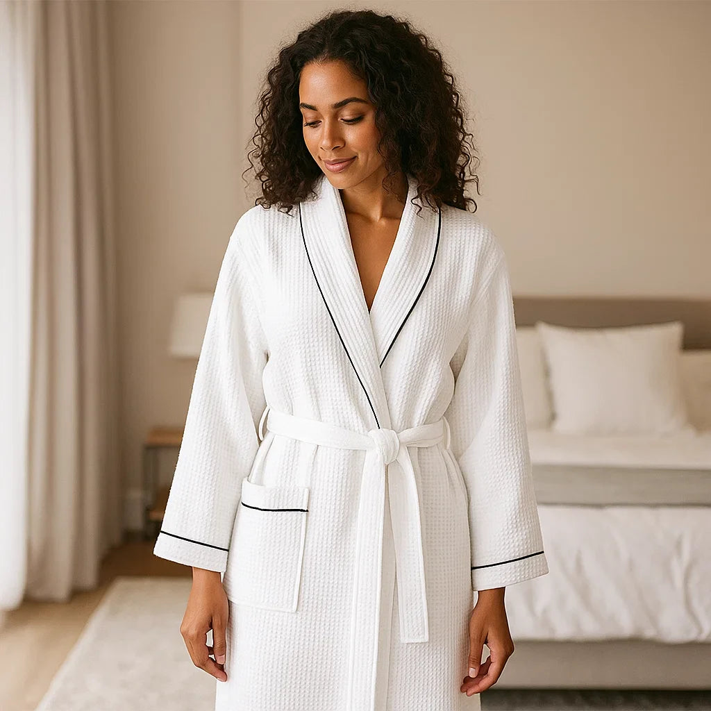 SereniLuxe – Peignoir en Coton Waffle avec Confort Luxueux