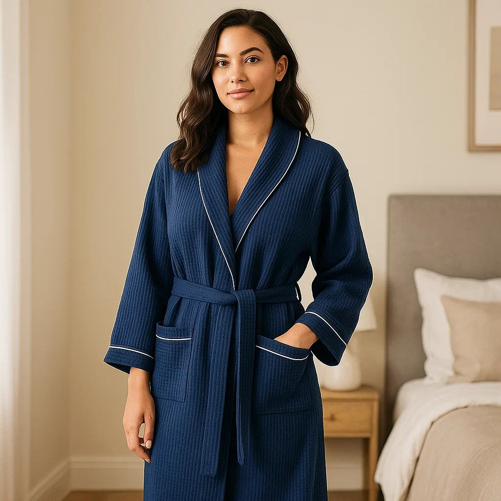 SereniLuxe – Peignoir en Coton Waffle avec Confort Luxueux