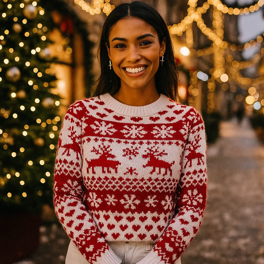 Gwenora – Pull de Noël Col Rond – Confort et Style Festif