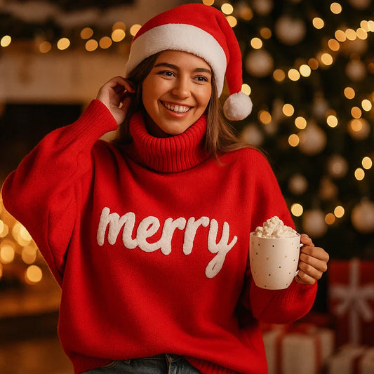 Arina – Pull de Noël Coloré – Motifs Festifs – Confort Douillet