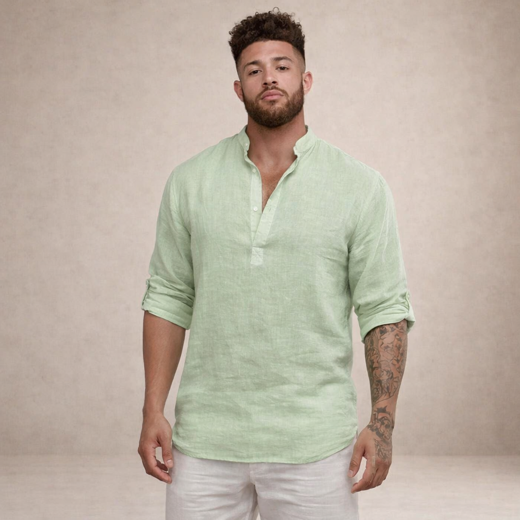 Chemise lin homme | Coupe régulière, manches longues, col officiel