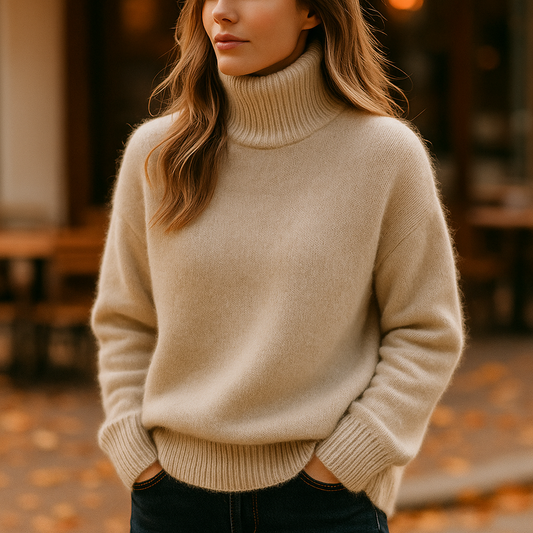 Parisfemme - Pull en cachemire - Col roulé - Maille fine