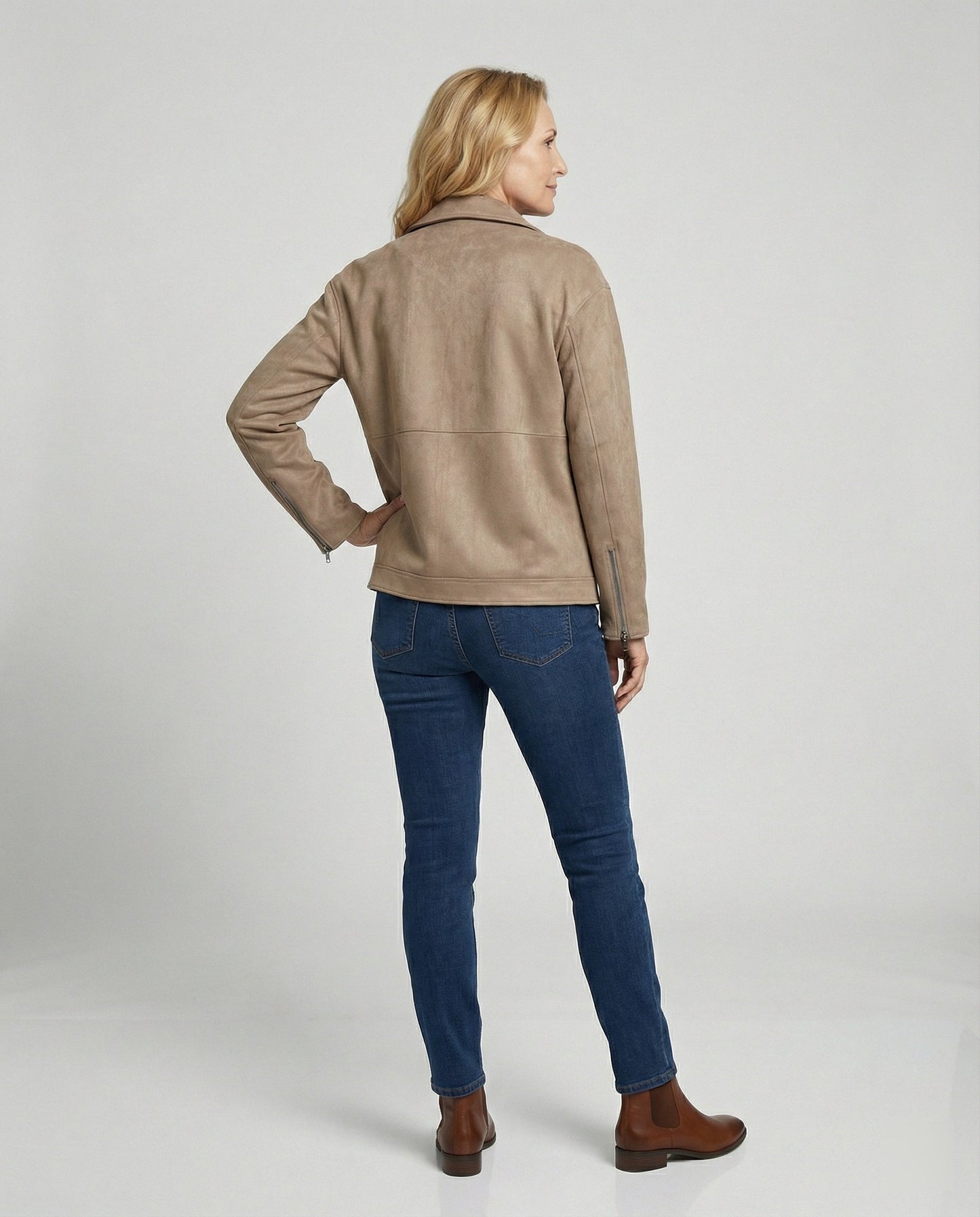 Veste Cuir Femme | Doux Velours, Coupe Ample | Kaki