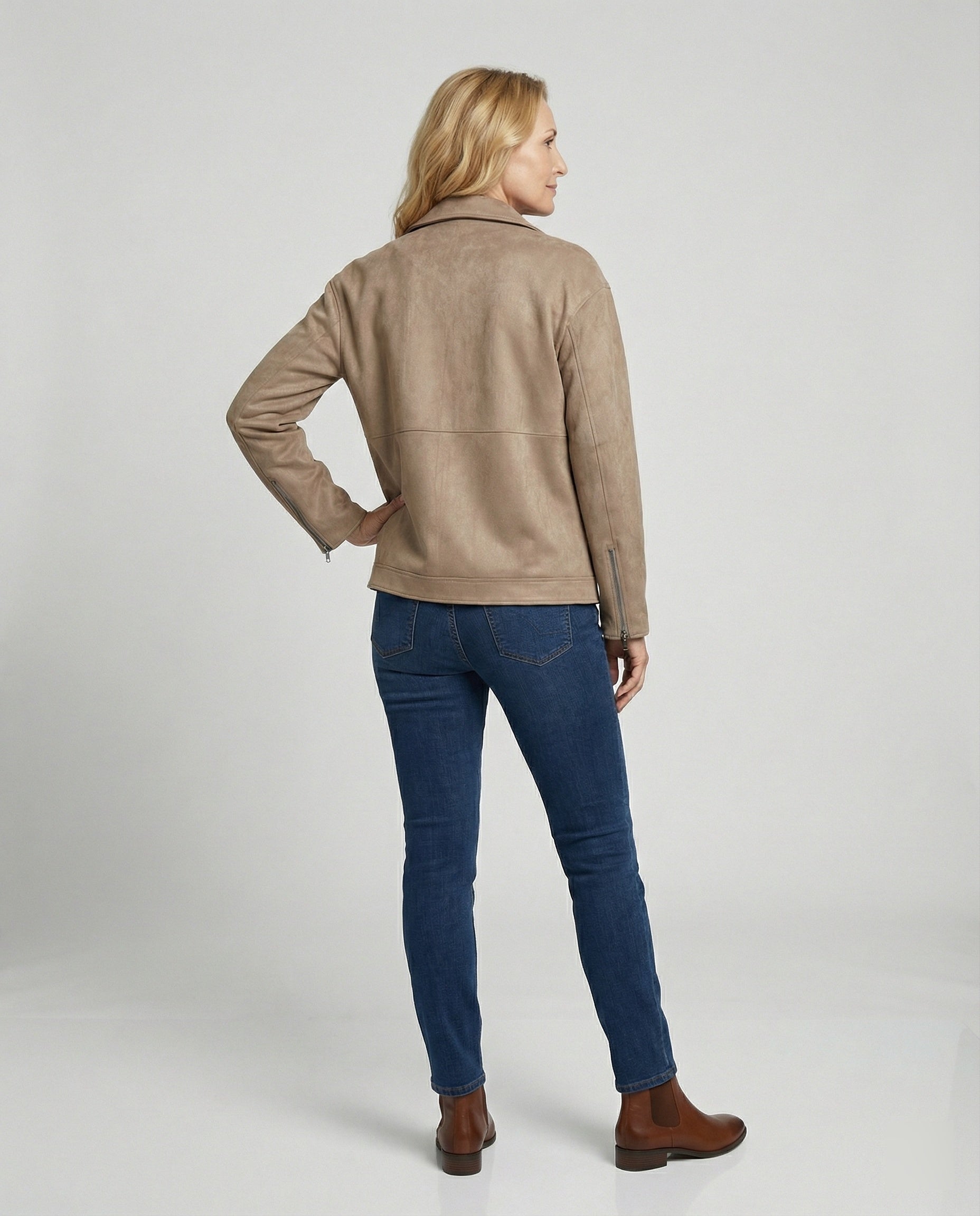 Veste Cuir Femme | Doux Velours, Coupe Ample | Kaki