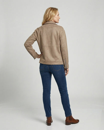 Veste Cuir Femme | Doux Velours, Coupe Ample | Kaki
