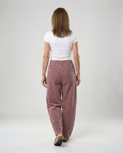 Pantalon velours femme taille élastique large jambe ample hiver