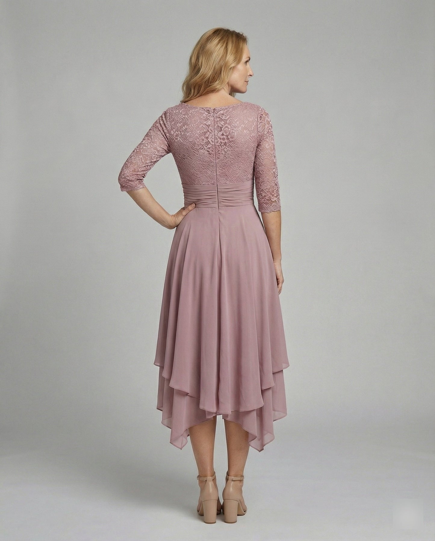Robe de Cérémonie Femme | Dentelle, Taille Marquée | Midi Chic