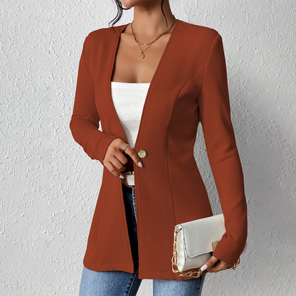 Blazer tailleur femme bouton simple coupe structurée col ouvert