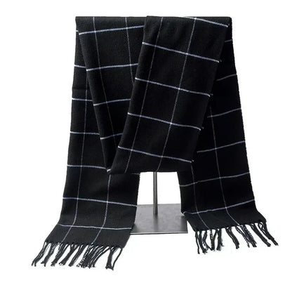 Écharpe homme hiver douce à franges motif carreaux classique