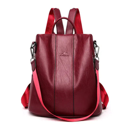 Sac à Dos Scolaire Femme | Cuir Noir, Anti-Vol | Cuir PU, Poches Multiples