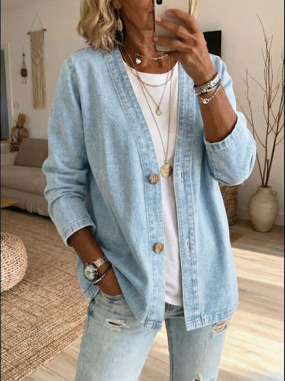 Veste en denim | Coupe droite, fermeture boutonnée