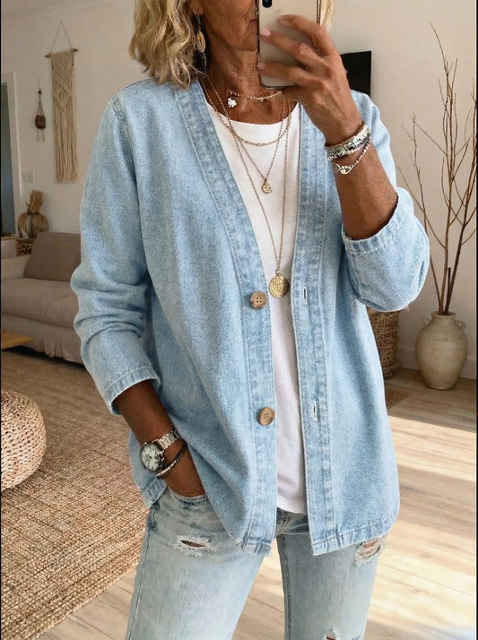 Veste en denim | Coupe droite, fermeture boutonnée
