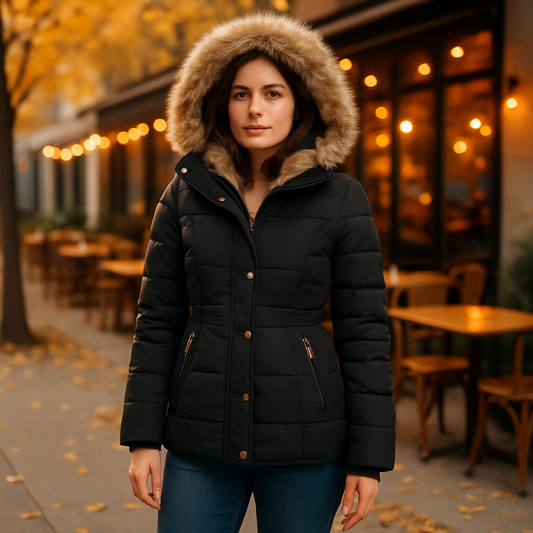 Parisfemme Wolff - Veste d'hiver femme - chaude - fourrure - doublée
