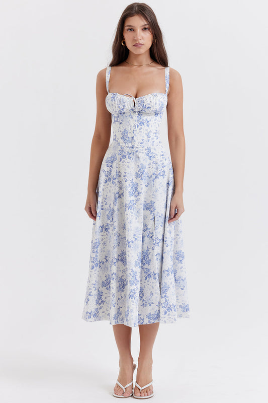 Robe Bustier Femme | Taille Cintrée, Imprimé Floral | Coupe Évasée