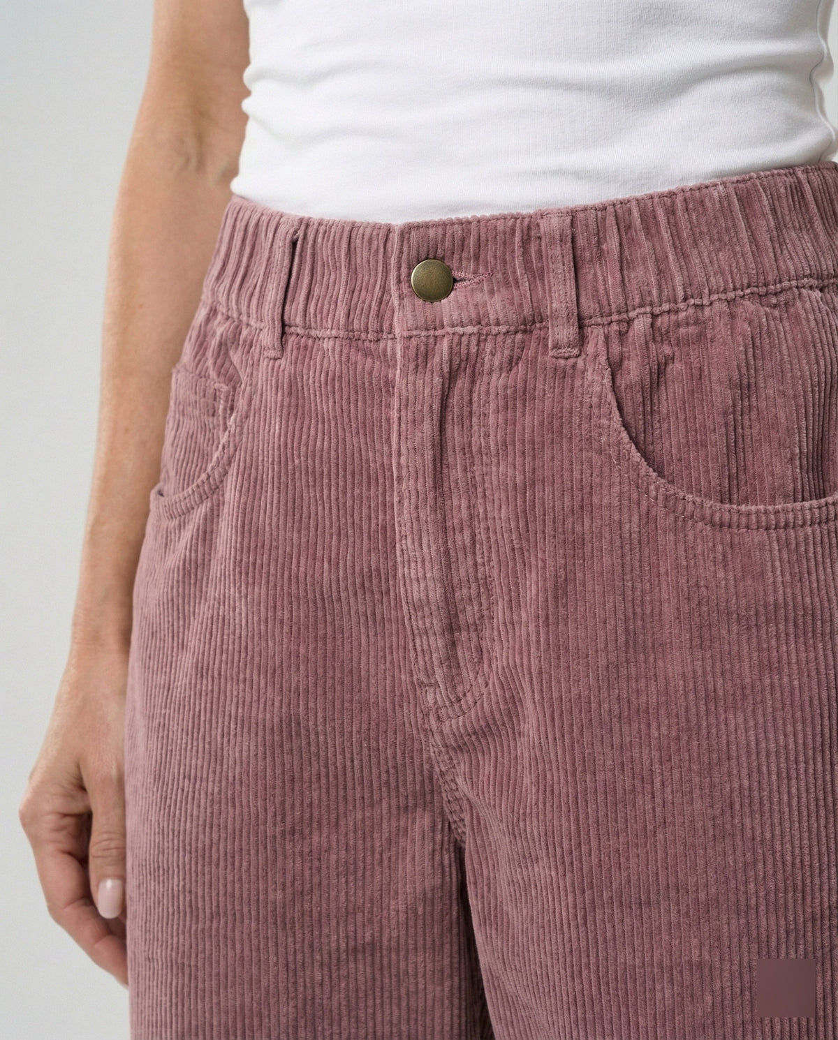 Pantalon velours femme taille élastique large jambe ample hiver