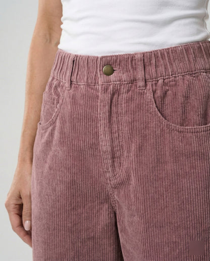 Pantalon velours femme taille élastique large jambe ample hiver