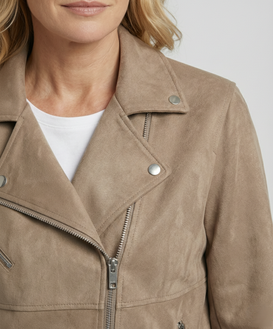 Veste Cuir Femme | Doux Velours, Coupe Ample | Kaki