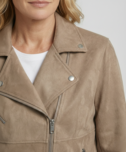 Veste Cuir Femme | Doux Velours, Coupe Ample | Kaki