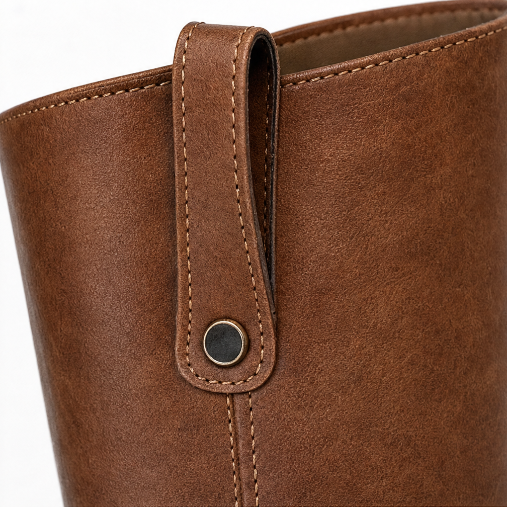 Valentina | Femme Bottes Cuissardes Talon Bloc Enfiler Tige Large