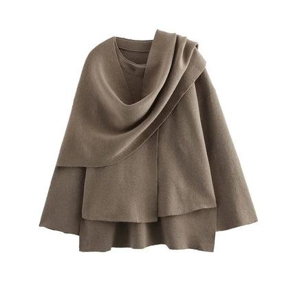 Veste cardigan femme col drapé asymétrique coupe ample